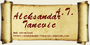 Aleksandar Tanević vizit kartica